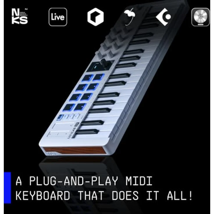 Arturia MiniLab 37 White, USB Midi-Controller mit 37 anschlagdynamischen Slim-Keys und 8 RGB-beleuchteten Pads – Bild 3