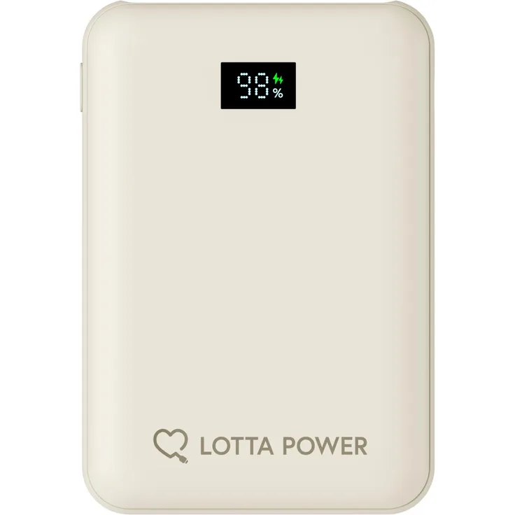 Lotta Power Mini 10.000 mAh Powerbank, 20W Schnellladen, LED-Display, USB-C, kompakt, Sand