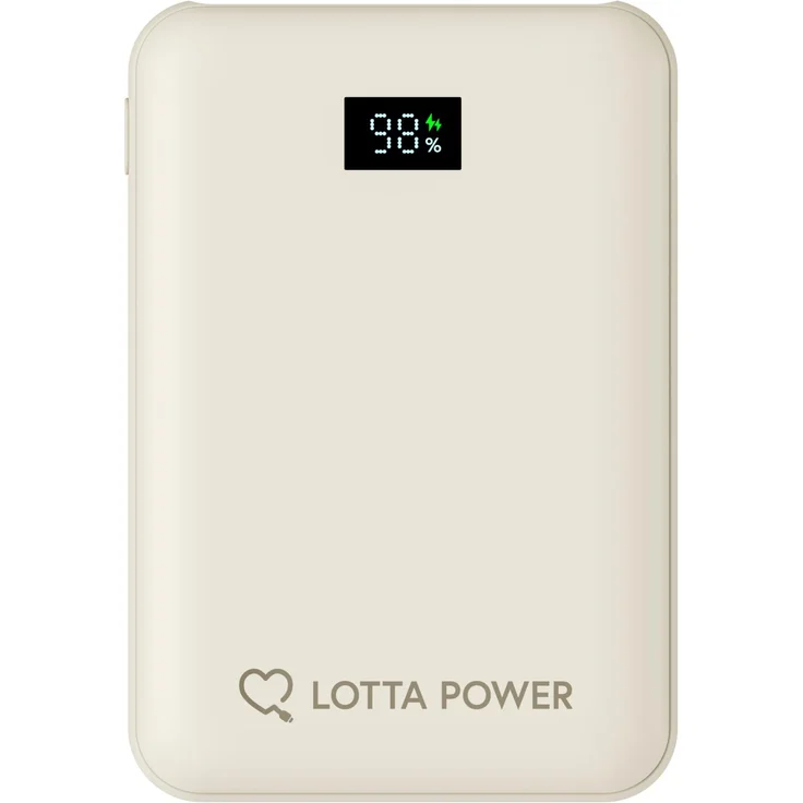 Lotta Power Mini 10.000 mAh Powerbank, 20W Schnellladen, LED-Display, USB-C, kompakt, Sand