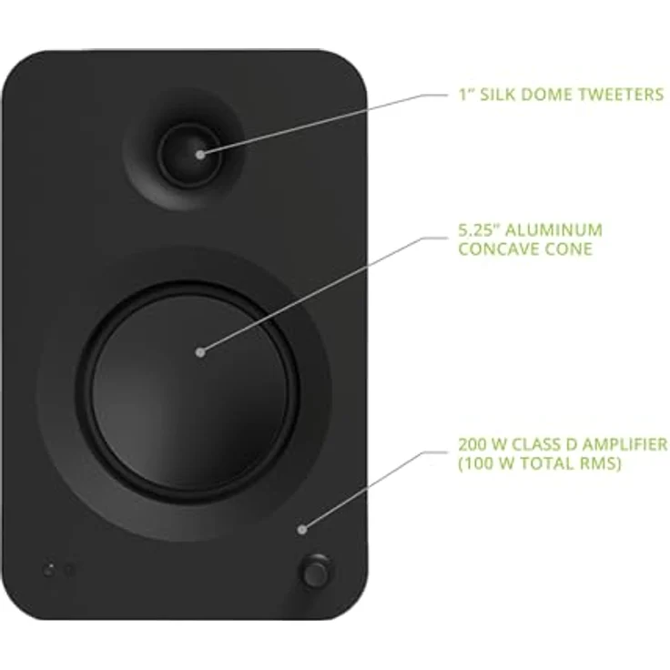 Kanto Ren 200W Powered Speaker System with HDMI ARC Input for TV & Home Theater | USB-C and Bluetooth 5.3 | High/Low Pass Filter | Pair | Matte Black – Bild 2