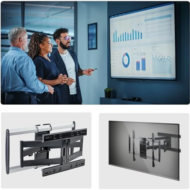 StarTech Ultraflache, vollbewegliche TV-Wandhalterung für Bildschirme bis 65 Zoll, VESA 600x400, Neigung und Schwenkung, flaches Design – Bild 2