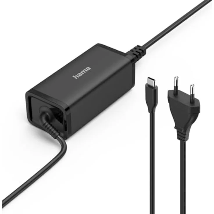HAMA USB-C Euro-Stecker Notebook-Netzteil Universal, 100W, 5 - 20 Volt, Schwarz, GaN-Technologie, optimiertes Ladegerät für MacBook und mehr – Bild 1