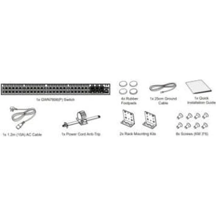 GRANDSTREAM GWN7806P Verwaltbarer Switch Layer (Layer) 2+ rackable Ports: 48x GbE RJ45 PoE 802.3 AF/at, 30 W pro Port, Gesamtleistung 360 W, 6X SFP+, internes Netzteil Marke – Bild 1