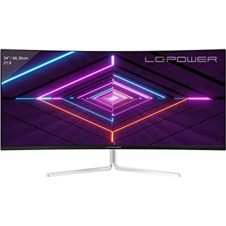 LC-Power LC-M34-UWQHD-100-C-V3 Computerbildschirm 86,4 cm (34 Zoll) 3440 x 1440 Pixel UltraWide Quad HD LCD Weiß - Gaming-Monitor mit Ultra WQHD-Auflösung, 1500R Krümmung und 100 Hz Bildwiederholungsrate