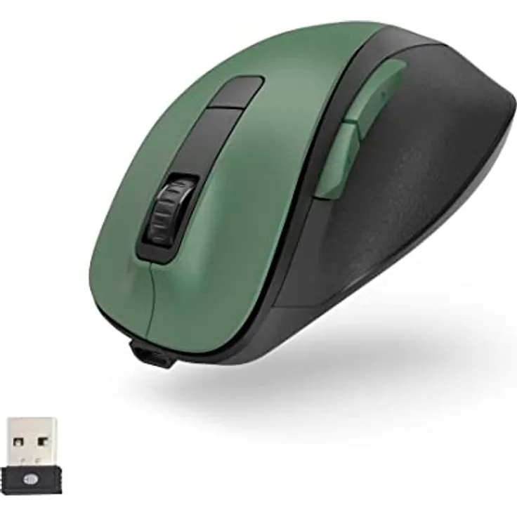 Hama ergonomische Maus (Funkmaus, 6 Tasten, 2,4GHz, BlueWave, 800/1200/1600dpi, optische Maus kabellos, wireless, Maus ergonomisch, Computermaus, für Laptop/PC, Akku, Rechtshänder) waldgrün