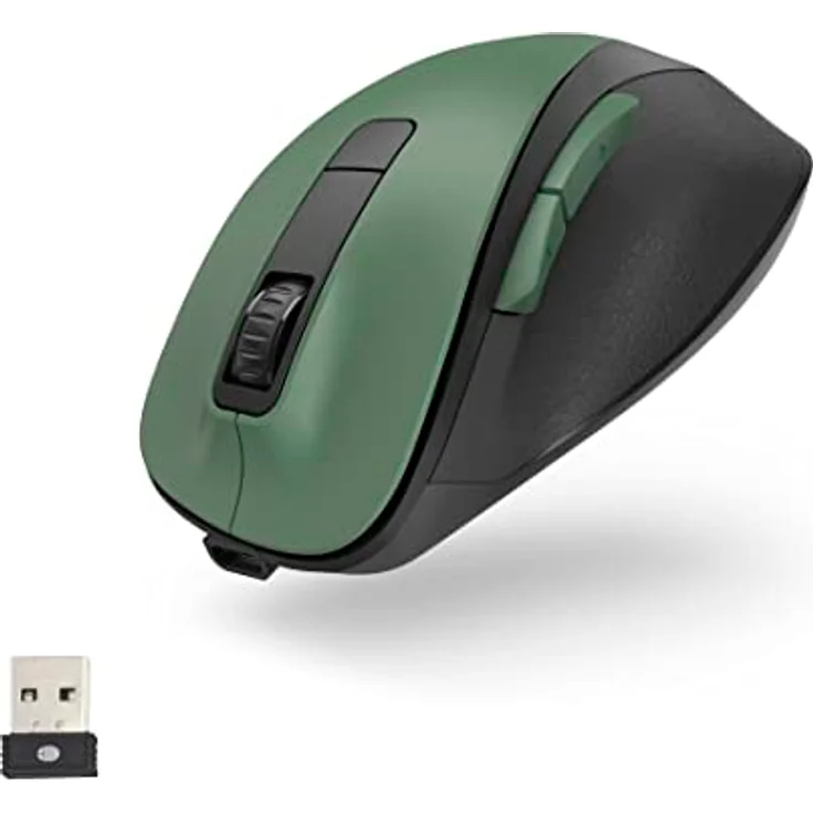 Hama ergonomische Maus (Funkmaus, 6 Tasten, 2,4GHz, BlueWave, 800/1200/1600dpi, optische Maus kabellos, wireless, Maus ergonomisch, Computermaus, für Laptop/PC, Akku, Rechtshänder) waldgrün – Bild 1