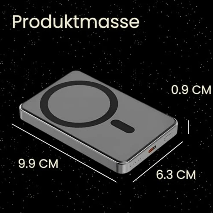 S&T Design Magnetisch Powerbank Magsafe kompatibel Kabellos Powerbank Externer Akku PB 10000 mAh, für iPhone Grau Wireless LED Anzeige Schnellladefunktion – Bild 8