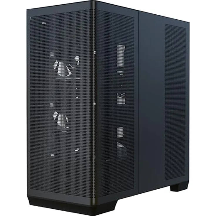 APNX C1-R Mid-Tower ATX High Airflow PC-Gehäuse, 4 x 120 mm schwarze Lüfter, 11 Lüfterschlitze, 360 mm Heizkörperunterstützung, ASUS/MSI Back-Connect-Motherboard-Unterstützung, gehärtetes Glas