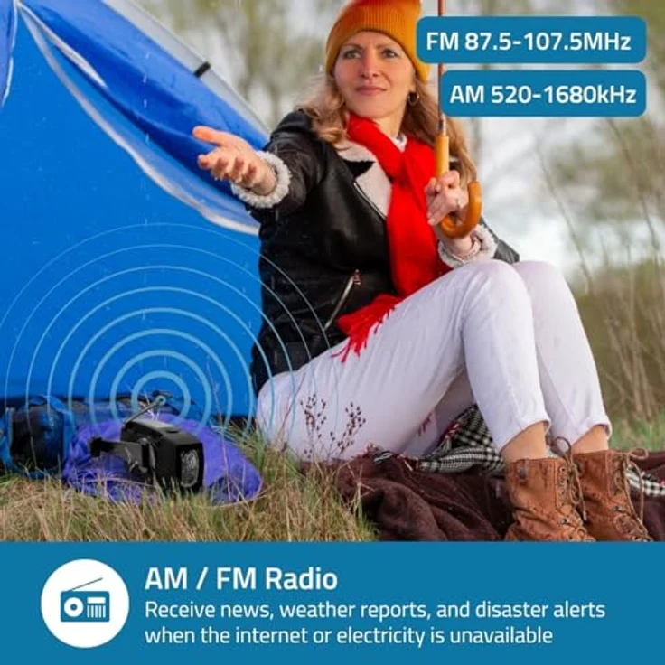 Nedis Notfallradio AM/FM, tragbares Akku-Radio mit Powerbank-Funktion, Handkurbel und Solarpanel – Bild 7