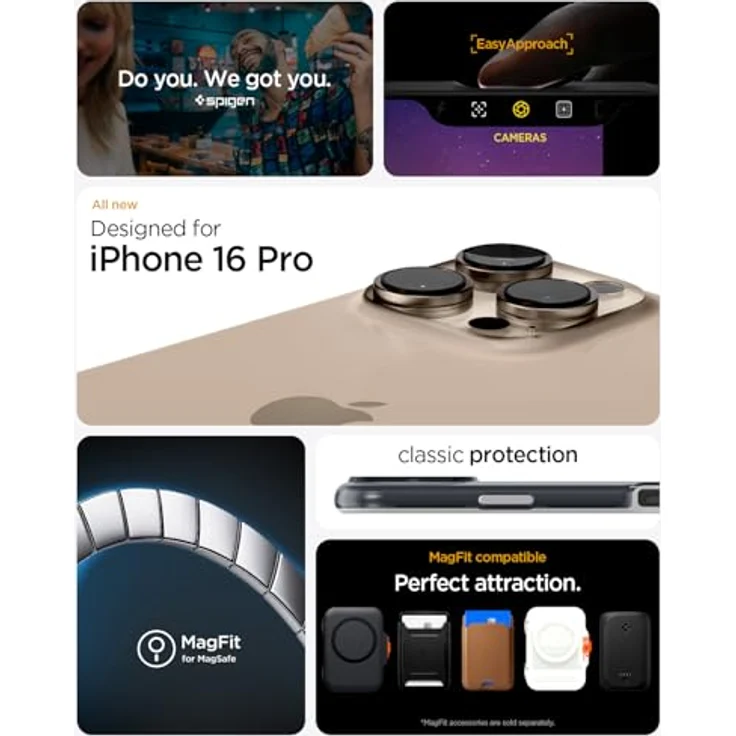 Spigen Classic C1 MagFit Hülle für iPhone 16 Pro, Transparentes Design, Integriertes Magnet, Eckschutz durch Air Cushion Technologie -Graphite – Bild 2