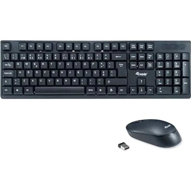 Equip 245222 Kabelloses Tastatur und Mausset, PT Layout (QWERTY), 2,4-GHz-Technologie, spritzwassergeschützt, 1200DPI Auflösung – Bild 1