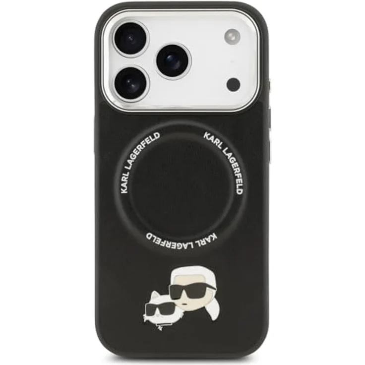 CG MOBILE Karl Lagerfeld Karl & Choupette Pins MagSafe Hülle für iPhone 17 Pro, Kunstleder / TPU / Polycarbonat, Schwarz – Bild 3