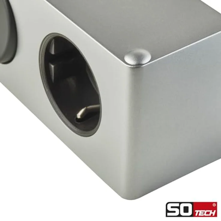 SOTECH Steckdose Powerbox inkl. Lichtschalter für 230 V Badleuchte Kombibox für Spiegelschrank TÜV geprüft (ohne Netzteil), silbergrau – Bild 3