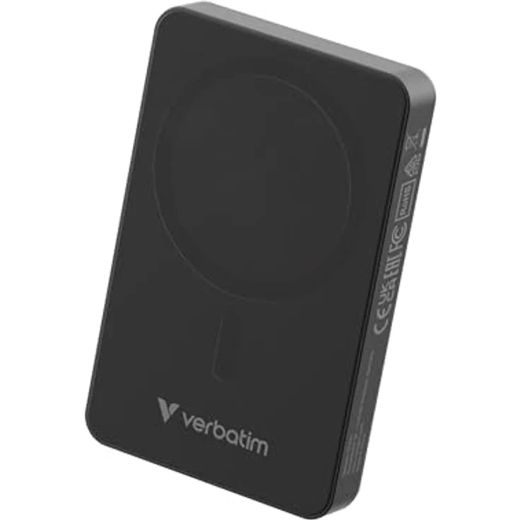 Verbatim Charge 'n' Go Powerbank, 10.000mAh, Schnellladen PD 20W, kabelloses Laden 15W, schwarz – Bild 1