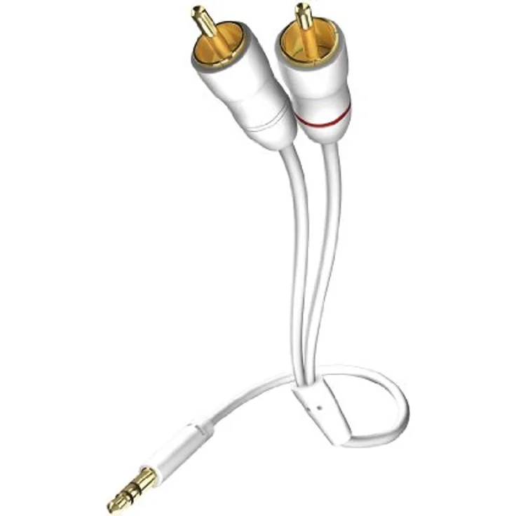inakustik – 00310003 – Star Klinkenadapter - 3,5mm Klinke -> 2 x RCA | Für den Anschluss vom Smartphones, Tablets oder PC an HiFi-Verstärker | 3,0m in Weiß | Folienschirm gegen äußere Störeinflüsse