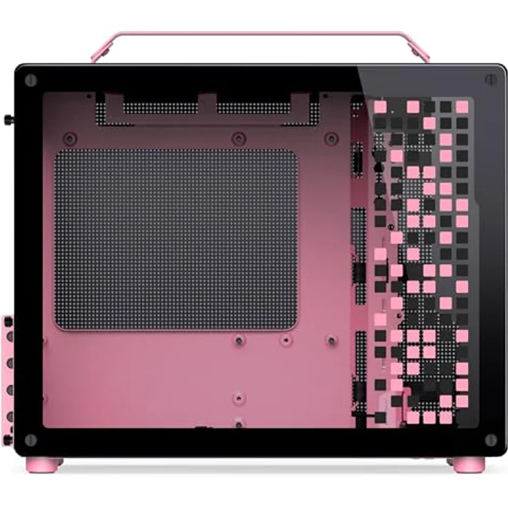 Jonsplus Z20 Micro-ATX Gehäuse, kompaktes Gaming-Gehäuse aus Stahl, für SFX-PSUs und Mini-ITX/Micro-ATX-Mainboards, schwarz/pink – Bild 4