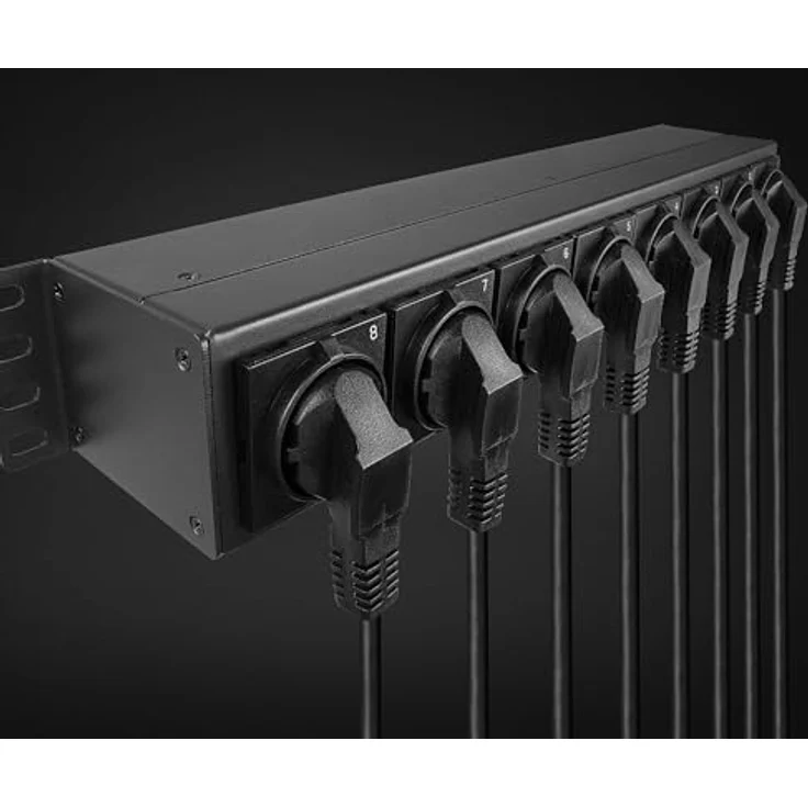 LINDY 73025 Steckdosenleiste mit 8 Steckdosen, abschließbar mit einzelnen Schaltern, 19-Zoll-Rackmontagedesign, schwarz – Bild 5