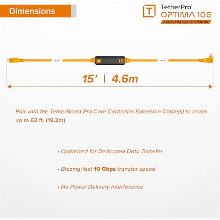 Tether Tools TetherPro USB-C Optima 10G rechts orange 4,6m - High Speed USB-Kabel für schnelle und zuverlässige Datenübertragung – Bild 5