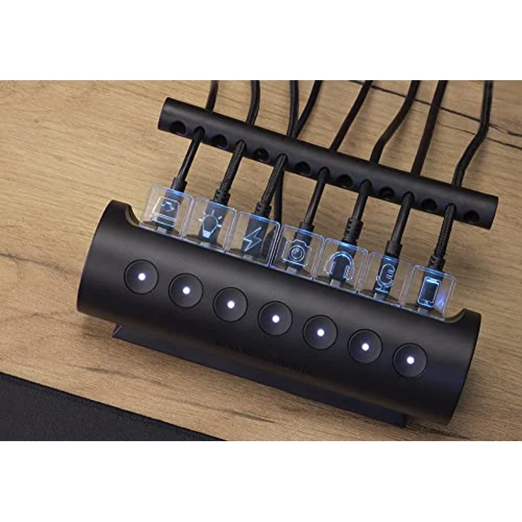 streamplify USB Hub 3.0 CTRL 7- USB Adapter mit Sieben Anschlüsse - USB Verlängerung - USB Verteiler Steckdose - USB Mehrfachstecker 6 x 3.0 USB Port und 1 x USB 2.0 Hub zum Aufladen – Bild 5