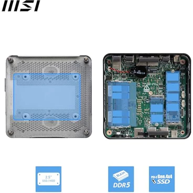 MSI Cubi NUC 1MG-023DE, Mini-PC mit Intel Core 3 100U, 8GB DDR5, 256GB M.2 SSD, USB 10Gbps, Thunderbolt 4, HDMI 2.1, Wi-Fi 6E, Bluetooth 5.3, schwarz, Windows 11 Pro – Bild 5
