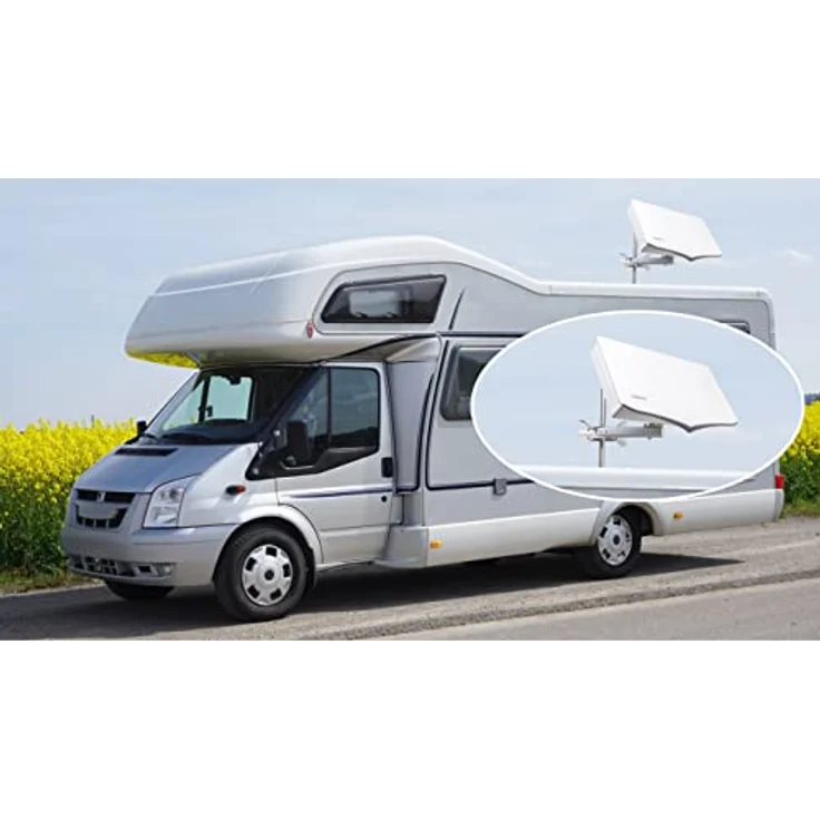 Sky Vision HUMAX Flat H40D Flachantenne, SAT TV Antenne für alle Sender, Wetterfeste Camping Satellitenschüssel für 1 Teilnehmer, Ideal für Balkon oder Camping, Inkl. Wand- und Masthalterung – Bild 2