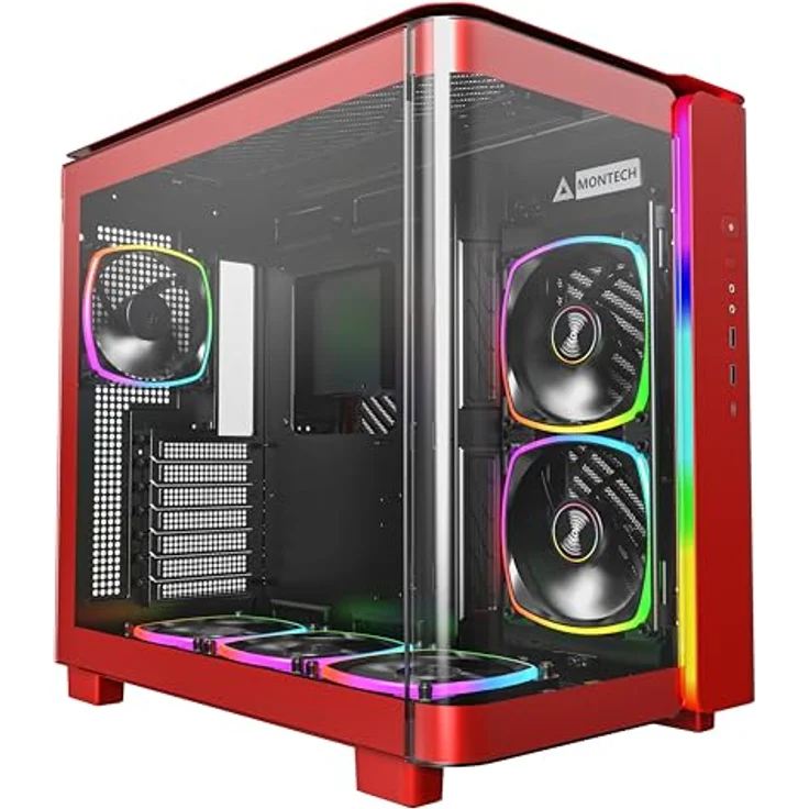Montech King 95 Pro (Mini ITX, mATX, ATX), PC Gehäuse, Rot – Bild 1