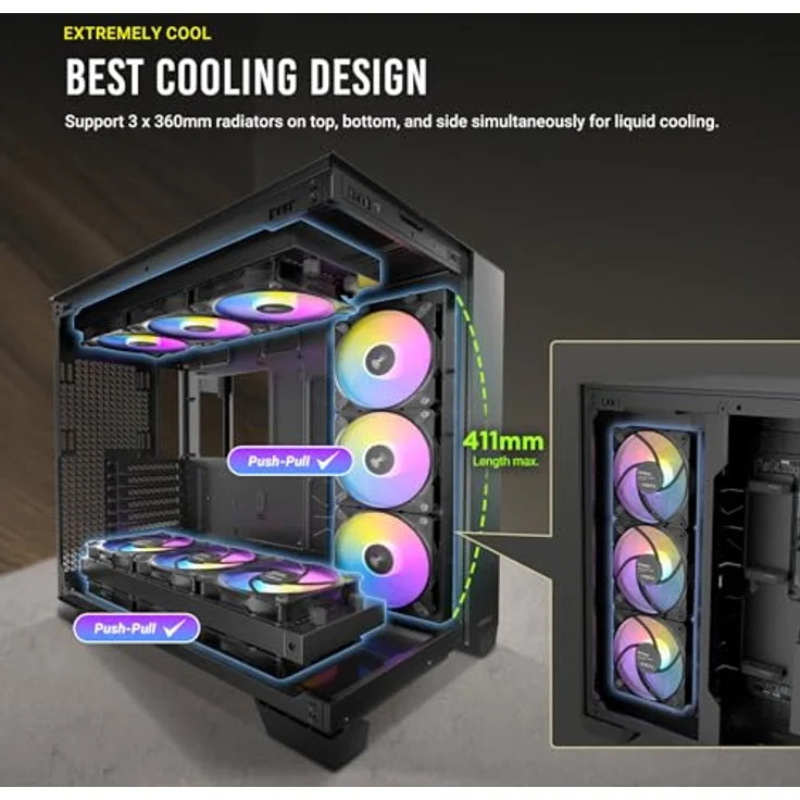 Antec C8 (mATX, ITX, ATX, E-ATX), PC Gehäuse, Schwarz – Bild 6