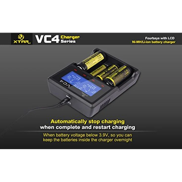 Xtar VC4 Ladegerät mit LCD Display für Li-Ion-NI-MH Akku schwarz – Bild 4