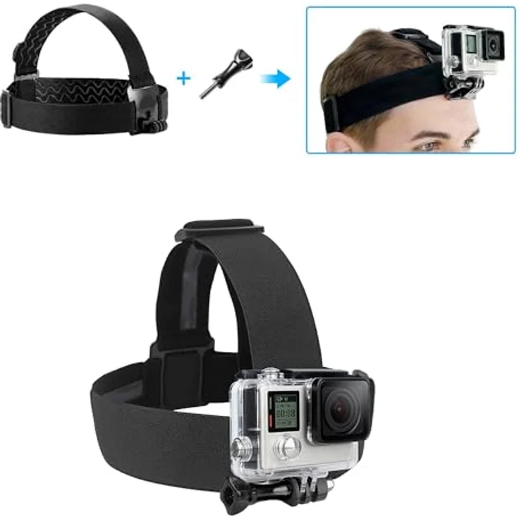 ayex Kopfband-Halterung Head Strap Mount, verstellbar und rutschsicher, kompatibel mit GoPro Kamera für Sportaufnahmen – Bild 3