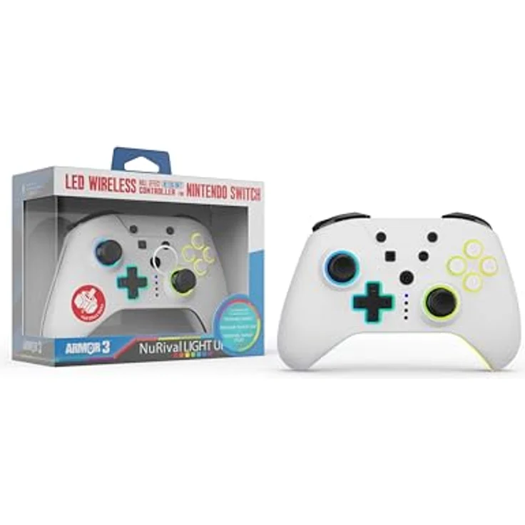 Hyperkin NuRival Light Up Wireless Game Controller - Weiss, mit Hall-Effekt-Sticks, LED-RGB-Beleuchtung und wiederaufladbarem Akku für Nintendo Switch OLED – Bild 7