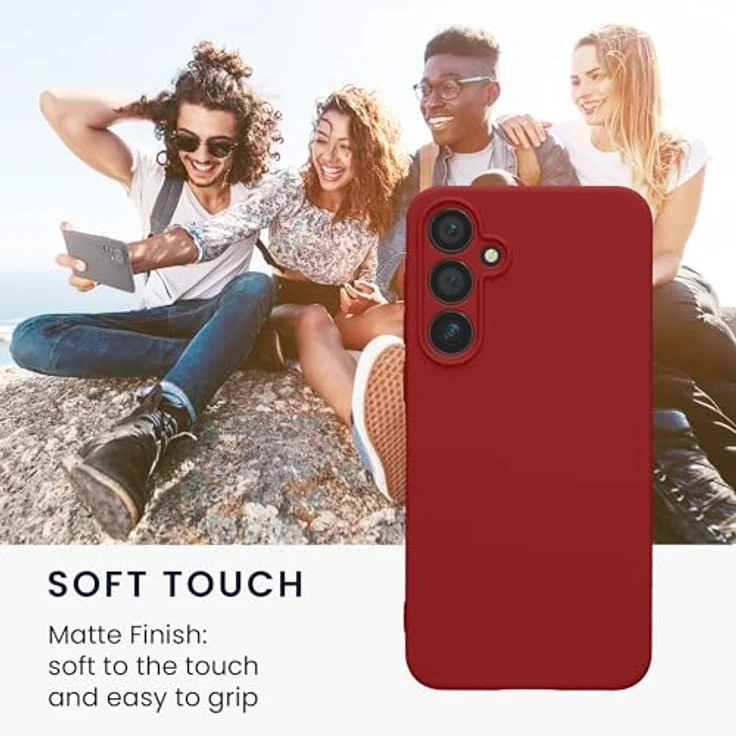 kwmobile Handyhülle für Samsung Galaxy A55 5G - weiches TPU Silikon Case, rutschfest und reißfest, Rhabarber Rot – Bild 4