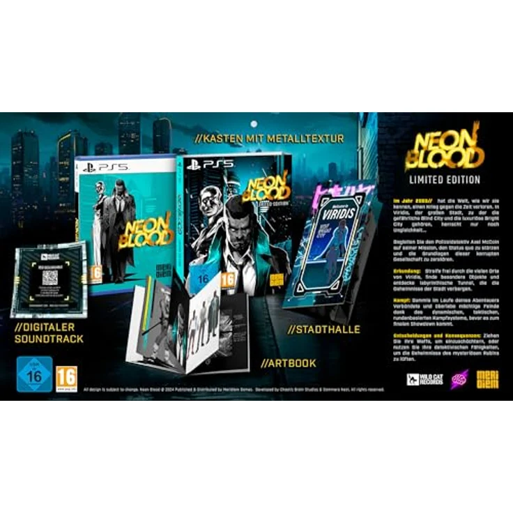 MDM MERIDIEM GAMES NEON BLOOD - LIMITED EDITION PS5, Cyberpunk-Thema, rundenbasierter Kampfstil, 2.5D-Ästhetik, dialogbasiertes Detektivsystem, viele Neons – Bild 2