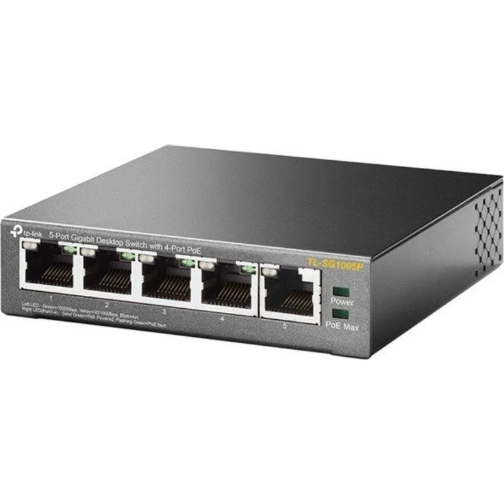 TP-Link TL-SG1005P 5-Port Gigabit PoE Switch (5 Anschlüsse mit 10- 100- 1000 Mbit-s, 4 davon mit PoE-Unterstützung, Plug-and-Play, Metallgehäuse) – Bild 3