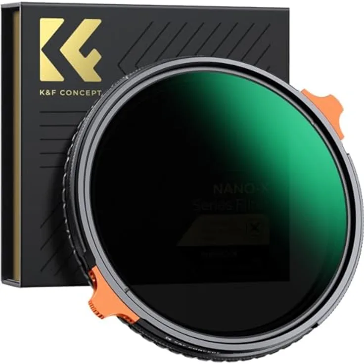 K&F Concept ND4-64 + CPL 2-IN-1 Filter Nano X, 82 mm, variabler Neutraldichtefilter mit 2-6 Blendenstufen, wasserabweisend und kratzfest