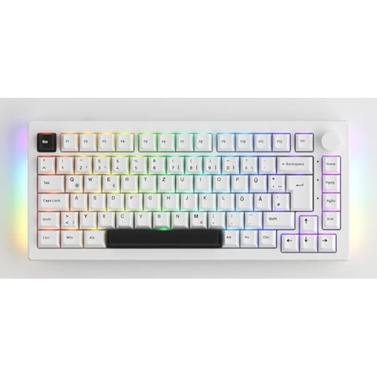 AKKO 5075B RGB Gaming Tastatur, Lavendar Purple Pro Switches, Hot Swap fähig, ISO DE/UK/Nordic, schwarz & weiß, 2,4 GHz / Bluetooth 5.0, 4.500 mAh Akku – Bild 5