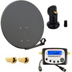 Premium X Satelliten-Komplettanlage 80cm Anthrazit, Single LNB, 2X F-Stecker, Sat-TV-Signalfinder