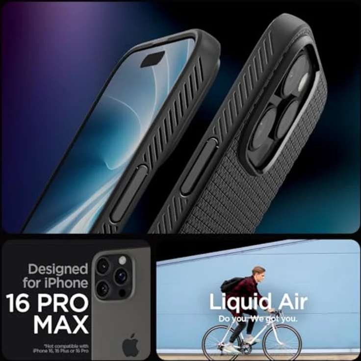 Spigen iPhone 16 Pro Max Hülle [rutschfest] Liquid Air Case - Matte Black – Bild 2