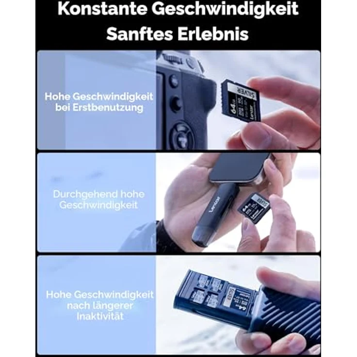 Lexar Silver SD Karte 64GB, UHS-I SDXC Card mit 205 MB/s Lesegeschwindigkeit, 90 MB/s Schreibgeschwindigkeit, V30 für 4K Videoaufnahmen – Bild 5