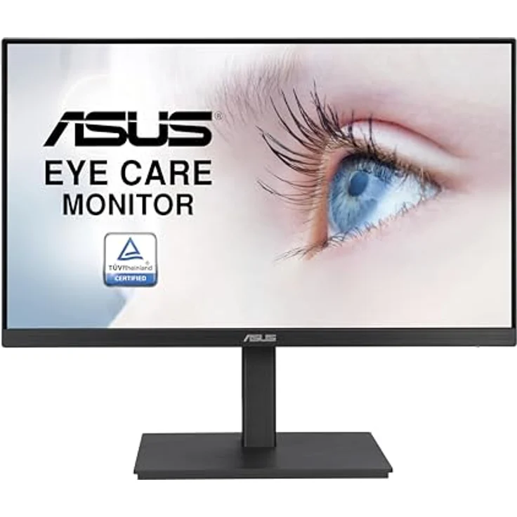 ASUS Eye Care VA24EQSB 24 Zoll Full HD Monitor - Rahmenlos, ergonomisch, Flicker-Free, Blaulichtfilter, Adaptive-Sync - 75 Hz, 16:9 IPS Panel, 1920x1080 - DisplayPort, HDMI, D-Sub, USB Hub, schwarz – Bild 1