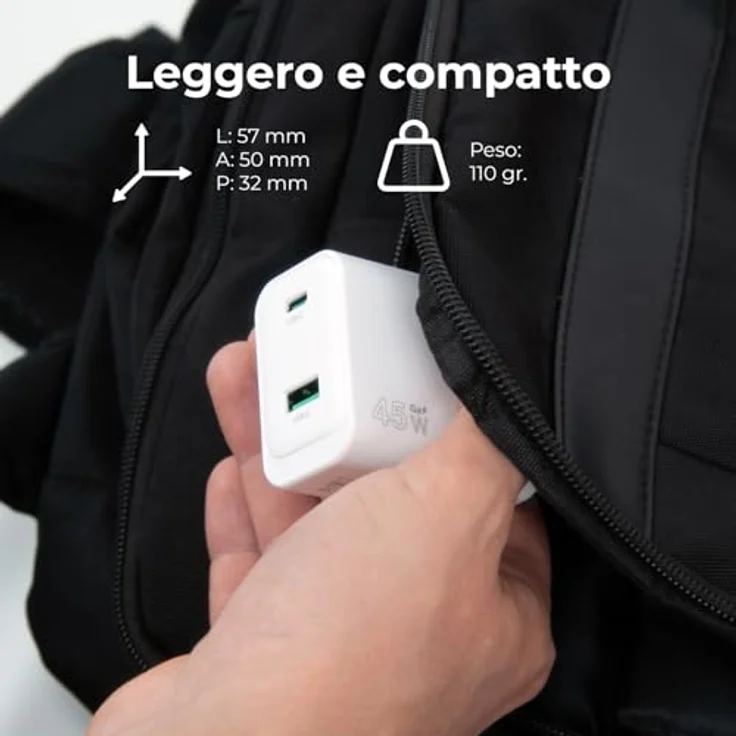 Vultech CC45-1C1A, Universelles Typ-C Ladegerät Weiß mit QC3.0, PD, PPS, 45W Quick Charge für gleichzeitiges Laden – Bild 5