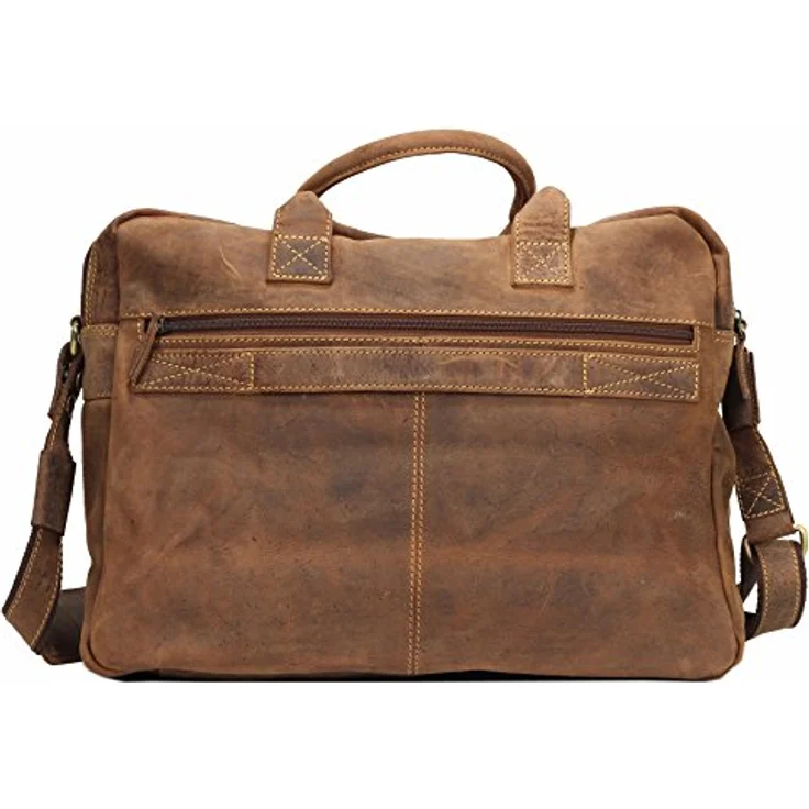 Greenburry Vintage Ledertasche Businesstasche braun mit Fach für großen Aktenordner – Bild 3