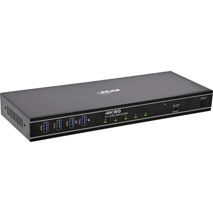 InLine DisplayPort KVM Switch 4 Port, 4K 60 Hz, DP 1.4a, USB, RS232, Metallgehäuse – Bild 1