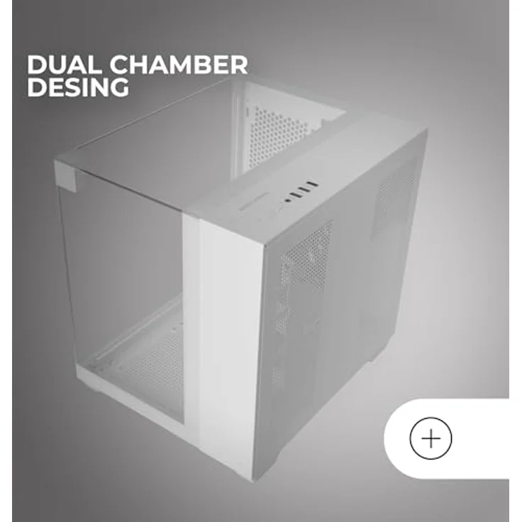 Mars Gaming MC-VISIONM, Kompaktes Mini-Tower PC-Gehäuse mit Panoramadreh-Glas, Weiß, Unterstützung für bis zu 240 mm Flüssigkeitskühlung und 330 mm Grafikkarten – Bild 5