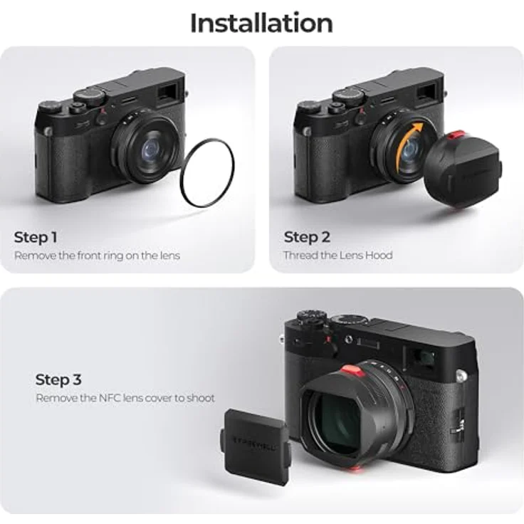 Freewell The Real Gegenlichtblende, Hybrid CPL/Mist Filter mit Flipable Design und Touchless Filterbetrieb für Fuji X100VI, X100V, X100 Series (Schwarz) – Bild 5