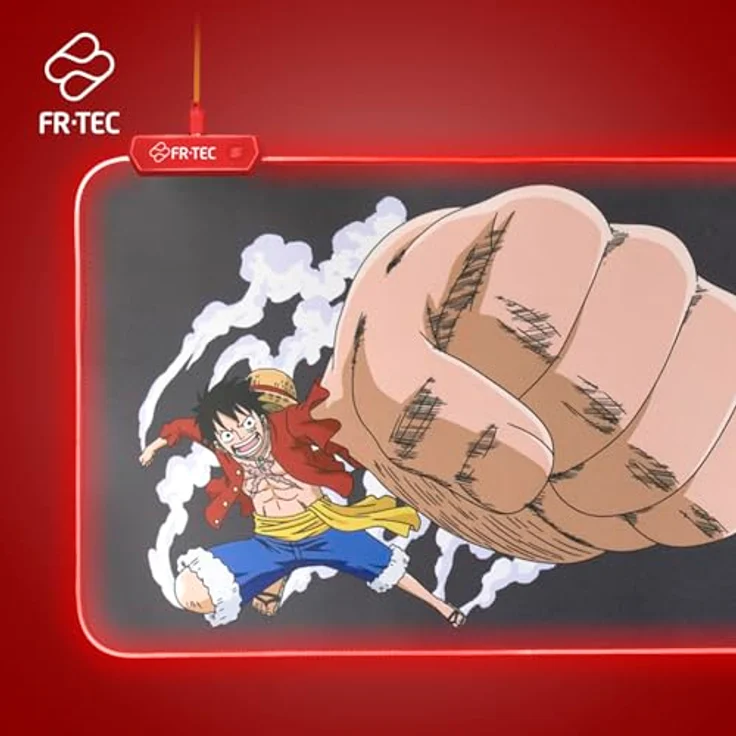Blade Gaming Mauspad - One Piece Luffy (XL), Mausmatte mit LED-Beleuchtung und rutschfester Unterlage, Rot – Bild 3