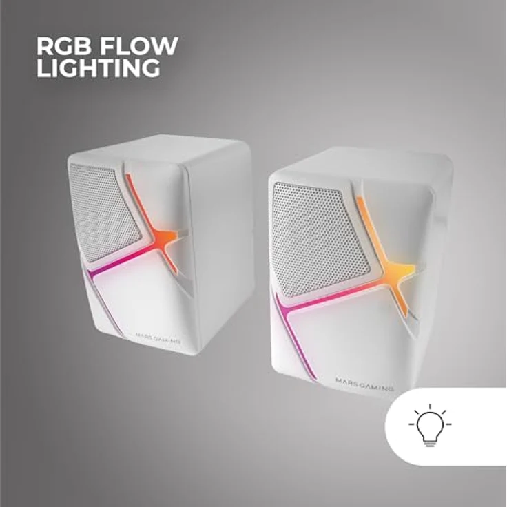 MARSGAMING MS-H RGB Flow Gaming-Lautsprecher, Inverted Drivers, 10W 3D-Surround Sound, Weiß – Bild 2
