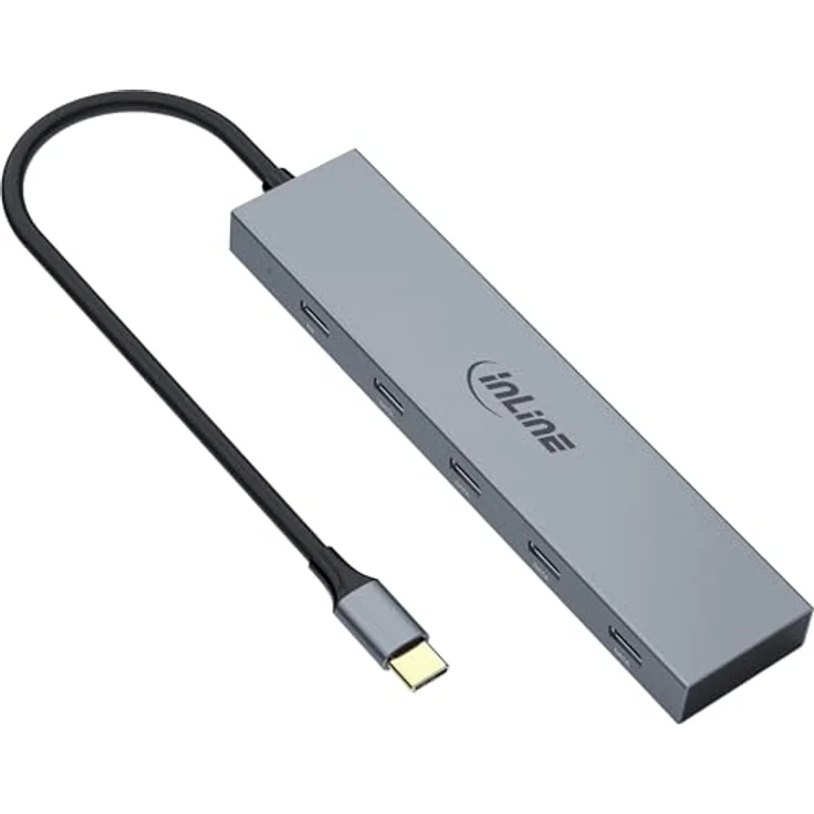InLine USB-C Hub 4X USB-C, mit Power Delivery 100 W und USB 3.2 Gen.2, Aluminium, 10 Gb/s, für MacBook, Smartphone, Tablet, Windows, 35392E – Bild 3