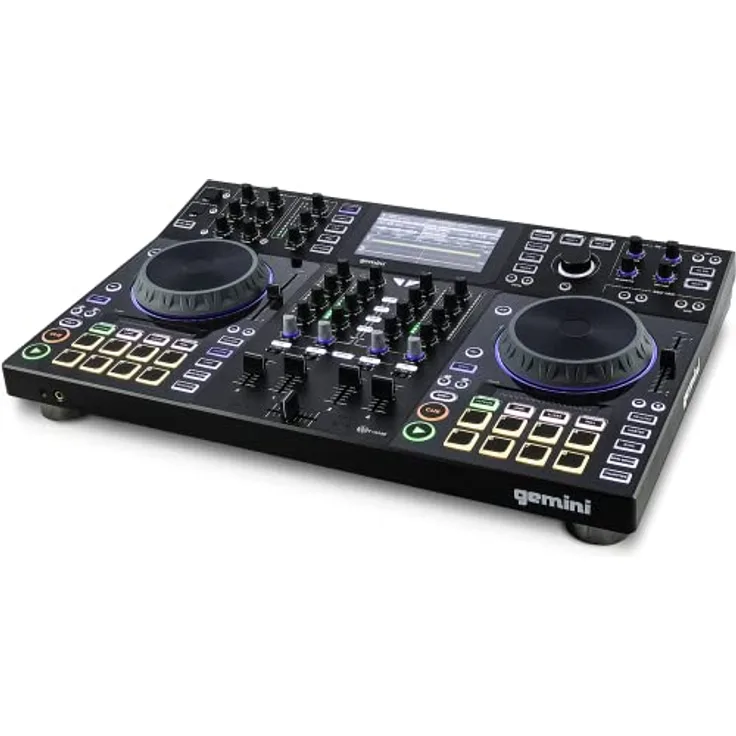 Gemini Sound SDJ-4000 Standalone / MIDI Controller DJ Equipment Console-Tabelle mit 2 Decks, 4-Kanal-Audiomischer, berührungskapazitive Jog-Räder und 7 "Zoll HD-Bildschirm, Black
