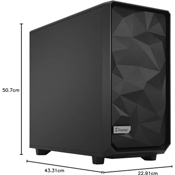 Fractal Design Meshify 3 Solid Midi-Tower PC-Gehäuse für E-ATX Motherboards, schwarz, mit 3 vorinstallierten 140-mm-Lüftern und Stahl-Seitenteil – Bild 12