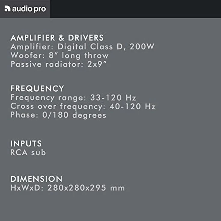 Audio Pro SW10, Subwoofer mit 200 Watt Leistung, 203 mm, Schwarz – Bild 9